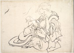 Eine Frau und ein Baby von Katsushika Hokusai