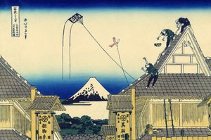 Eine Skizze des Mitsui-Geschäfts in der Suruga-Straße in Edo, um 1830 (Holzschnitt)