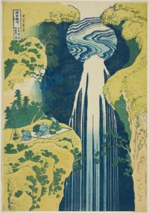 Amida-Wasserfall in den fernen Bereichen des Kisokaido (Kisoji no oku Amidagataki), aus der Serie "Eine Tour zu Wasserfällen in verschiedenen Provinzen (Shokoku taki meguri)"