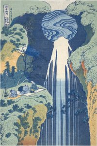 Amida-Wasserfall tief in der Ferne auf der Kiso-Straße, aus der Serie Tour der Wasserfälle in verschiedenen Provinzen