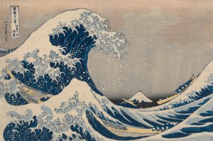 Unter den Wellen vor Kanagawa, auch bekannt als Die große Welle, aus der Serie Sechsunddreißig Ansichten des Berges Fuji von Katsushika Hokusai
