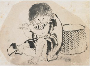 Junge, der Flöte spielt, Edo-Periode, ca. 1840
