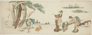 Junge, der einen Drachen steigen lässt von Katsushika Hokusai