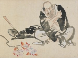 Buddhistische Allegorie eines Priesters, der Kirschzweige verbrennt von Katsushika Hokusai