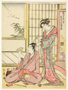 Absteigende Gänse für Bunshichi (Bunshichi no rakugan), aus der Serie Acht Ansichten eleganter Galanten (Furyu otokodate hakkei) von Katsushika Hokusai