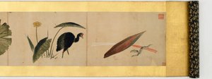 Detail der Bildrolle mit verschiedenen Bildern, Edo-Periode, 1839