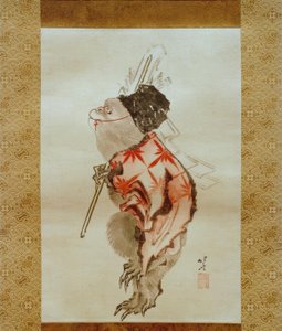 Dressierter Affe von Katsushika Hokusai