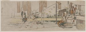 Färber bei der Arbeit, um 1800 von Katsushika Hokusai