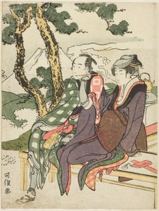 Abendglühen für Date no Yosaku und Seki no Koman, aus der unbetitelten Serie bekannt als "Acht Ansichten tragischer Liebender (Michiyuki hakkei)"