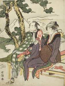 Abendglühen für Date no Yosaku und Seki no Koman, aus der unbetitelten Serie bekannt als Acht Ansichten tragischer Liebender