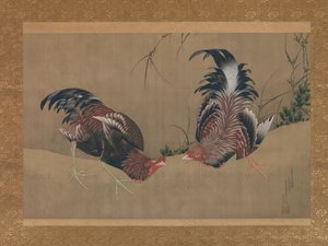 Kampfhähne von Katsushika Hokusai