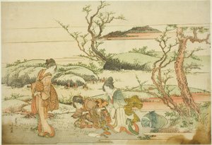 Sammeln von Frühlingsgemüse, aus dem Album "Fuji im Frühling (Haru no Fuji)" von Katsushika Hokusai