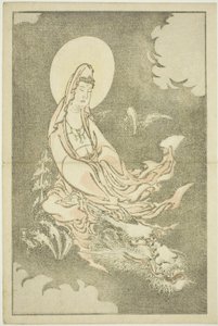 Göttin reitet einen Drachen, aus Das Bilderbuch der realistischen Malereien von Hokusai, ca. 1814