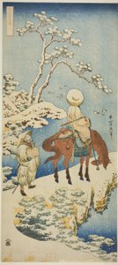 Reiter im Schnee, aus der Serie "Ein wahrer Spiegel japanischer und chinesischer Gedichte (Shiika shashin kyo)"