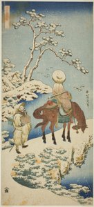 Reiter im Schnee, aus der Serie "Ein wahrer Spiegel japanischer und chinesischer Gedichte (Shiika shashin kyo)"