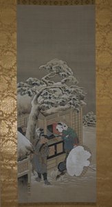 Vor einem Laden, datiert 1780 von Katsushika Hokusai