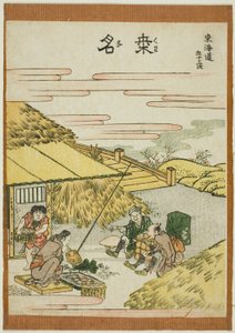 Kuwana, aus der Serie "Dreiundfünfzig Stationen des Tokaido (Tokaido gojusan tsugi)" von Katsushika Hokusai