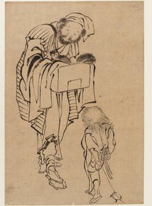 Mann und Junge, Edo-Periode von Katsushika Hokusai