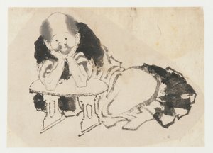 Mann, der mit einer Armlehne sitzt, Edo-Periode, 19. Jahrhundert von Katsushika Hokusai