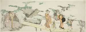 Auf der Fußgängerbrücke von Katsushika Hokusai