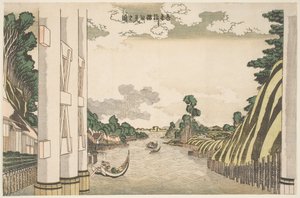 Bild des Sumida-Flusses, gesehen von unterhalb der Azuma-Brücke, ca. 1830 von Katsushika Hokusai