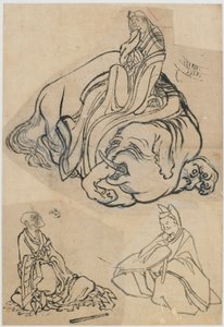 Vorbereitende Skizze für die Kurtisane Eguchi als Bodhisattva Fugen, Edo-Periode, ca. 1806-1811 von Katsushika Hokusai