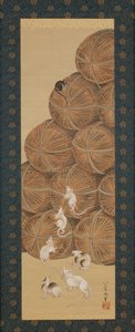 Ratten und Reisbündel, Edo-Periode, 1843 von Katsushika Hokusai