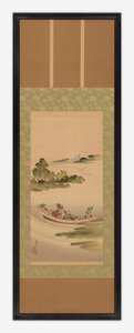 Flusslandschaft: Fähre und Berg Fuji von Katsushika Hokusai
