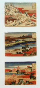 Schnee, Mond und Blumen in schönen Landschaften von Katsushika Hokusai
