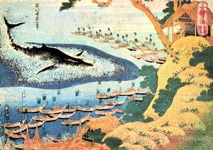 Serie von tausend Ansichten des Ozeans: Der Wal vor den Goto-Inseln, Japan von Katsushika Hokusai