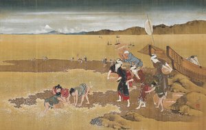 Muschelsammeln von Katsushika Hokusai