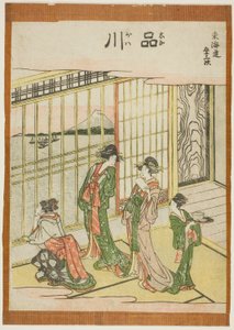 Shinagawa, aus der Serie "Dreiundfünfzig Stationen des Tokaido (Tokaido gojusan tsugi)" von Katsushika Hokusai