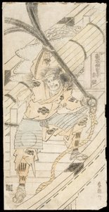Shinozuka Iganokami Sadatsuna hält einen Schiffsanker von Katsushika Hokusai