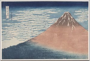 Südwind, klarer Himmel, aus der Serie Sechsunddreißig Ansichten des Berges Fuji von Katsushika Hokusai