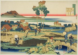 Tenji Tenno (Der Kaiser Tenji), erster Dichter in der Serie Einhundert Gedichte von einhundert Dichtern, erklärt von der Amme von Katsushika Hokusai