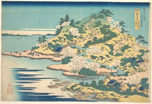 Tenpōzan an der Mündung des Aji-Flusses in der Provinz Settsu, aus der Serie Bemerkenswerte Ansichten von Brücken in verschiedenen Provinzen von Katsushika Hokusai