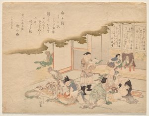 Die sieben Glücksgötter feiern das Neujahr von Katsushika Hokusai