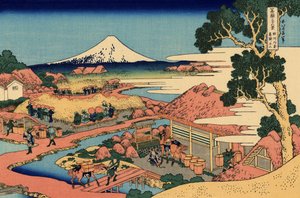 Die Teeplantage von Katakura in der Provinz Suruga, ca. 1830 (Holzschnitt) von Katsushika Hokusai