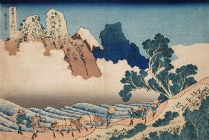 Die Rückseite des Fuji vom Minobu-Fluss, ca. 1830 von Katsushika Hokusai