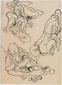 Drei Männer gestikulieren, spätes 18. - frühes 19. Jahrhundert von Katsushika Hokusai
