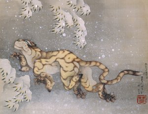 Tiger im Schneesturm