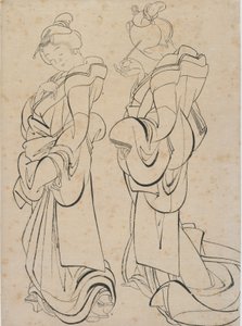 Zwei Frauen, spätes 18. - frühes 19. Jahrhundert von Katsushika Hokusai