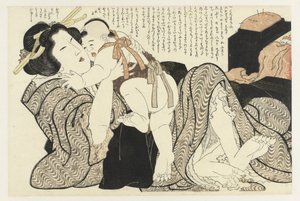 Frau mit Kind von Katsushika Hokusai