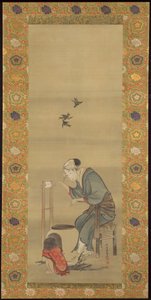 Frau beim Seidenspinnen von Katsushika Hokusai
