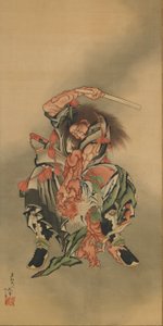 Zhong Kui Shoki tötet einen Dämon, Edo-Zeit, 1760-1868 von Katsushika Hokusai