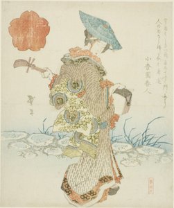 Wandernde Musikerin, aus dem Triptychon "Serie der Drei (Sanbantsuzuki)"