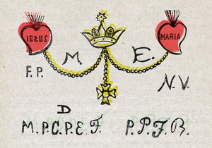 Tätowierte Herzen von Jesus und Maria