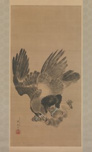 Adler greift einen Affen an, 1885 von Kawanabe Kyosai