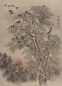 Krähenherde bei Morgengrauen von Kawanabe Kyosai