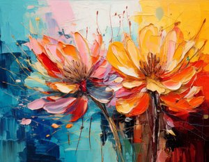Lebendige Impasto Blüten